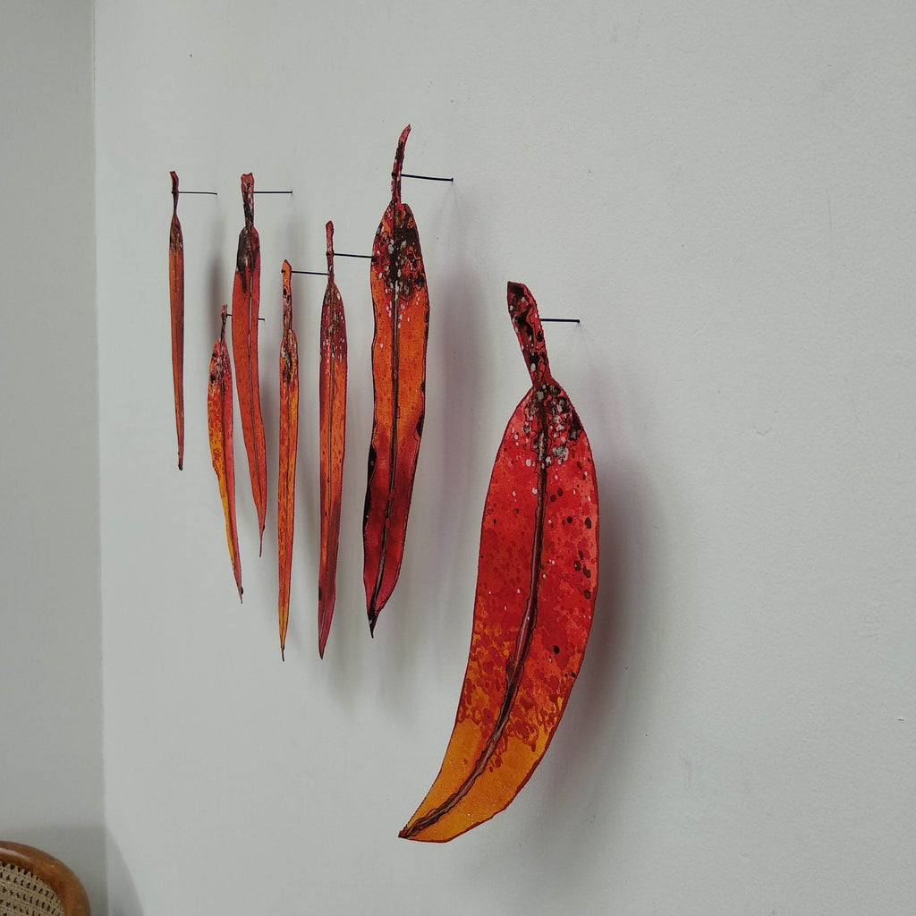 Set of 7 Gum Leaves Art Liz McAuliffe 